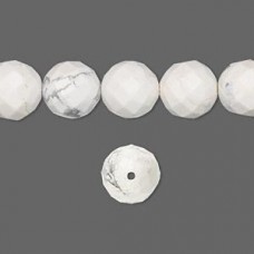 10mm White Howlite Natural Gemstone Faceted Round Beads