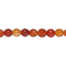 6-7mm Red Agate Faceted Round Gemstone Beads - Strand