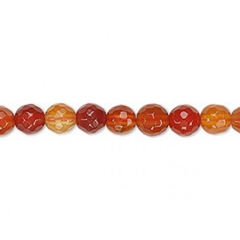 6-7mm Red Agate Faceted Round Gemstone Beads