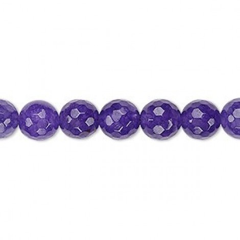 7-8mm Grape Malay Jade Faceted Round Beads