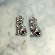 Silver Plated Tiny Cat Charm - Pack of 5