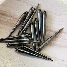 33mm Gunmetal Black Plated Metal Spike Drops - Pack of 10
