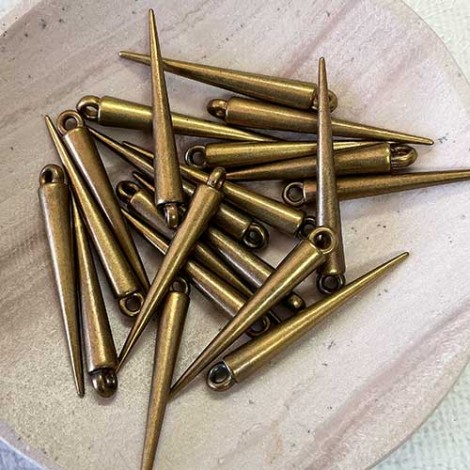 33mm Antique Bronze Metal Spike Drops - Pack of 10