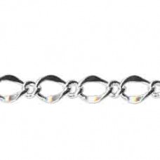 6x8.8mm Silver Pl Hammered Long & Short Curb Chain - Per metre