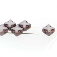 6mm Cz 2-Hole Silky Table-Cut Star White Bronze Beads - Pack of 40