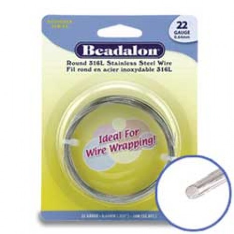 22ga Beadalon Stainless Steel Round Wrapping Wire - 10m