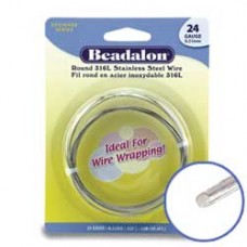 24ga Beadalon Stainless Steel Round Wrapping Wire - 12m