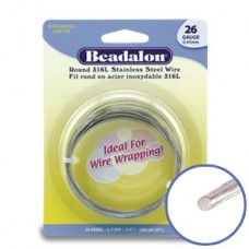 26ga Beadalon Stainless Steel Round Wrapping Wire - 20m