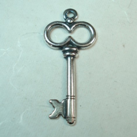 30mm Silver Plated Brass Single Sided Key Charm