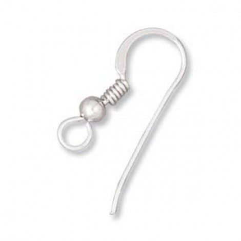 22mm Sterling Silver Fishhook Earwires with Ball + Coil