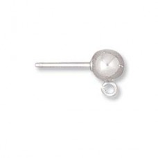 5mm Ball Sterling Silver Earposts with Ring