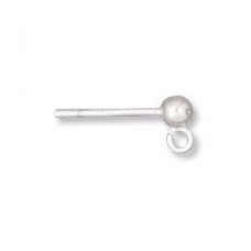 3mm Sterling Silver Ball Earring Posts with Loops - Per Pair