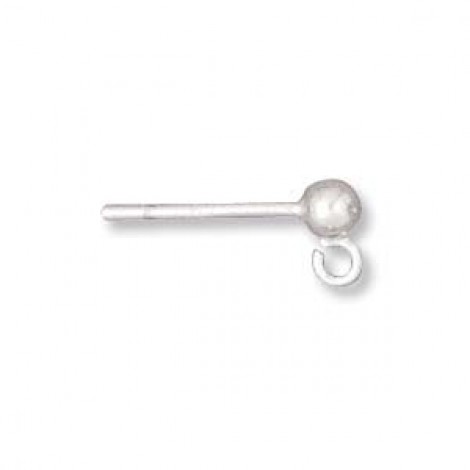 3mm Sterling Silver Ball Earring Posts with Loops