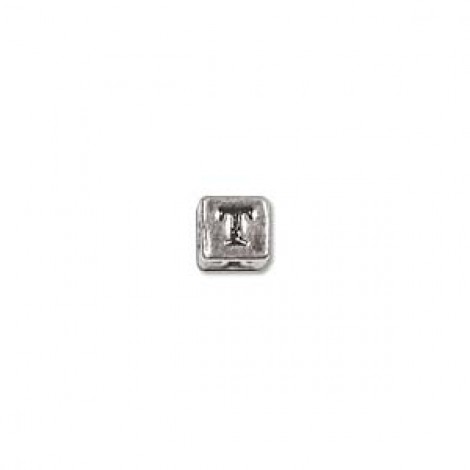 3.5mm Sterling Silver Letter Bead - T