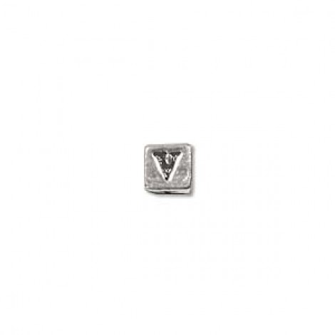 3.5mm Sterling Silver Letter Bead - V