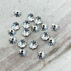 4mm 14K Anti Tarnish Sterling Silver Flower Beadcap with 1mm hole - Pack of 10