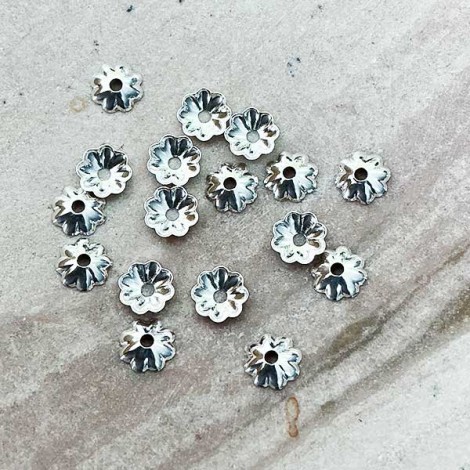4mm 14K Anti Tarnish Sterling Silver Flower Beadcap with 1mm hole - Pack of 10 4mm 14K Anti Tarnish Sterling Silver Flower Beadcap with 1mm hole - Pack of 10