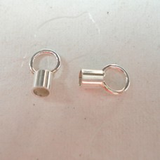 2mm (ID) Sterling Silver Cord Endcaps with Loop - 1 Pair
