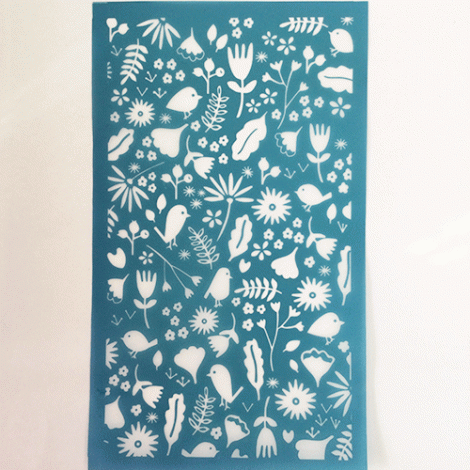 80x140mm Silk Screen Sheet - Birds & Flowers