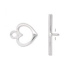 15x13mm Sterling Silver Filled Heart Toggle Clasp