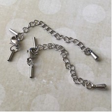 1mm ID Stainless Steel Cord End Caps, Extension Chain + Clasp - Per Set