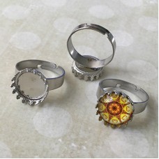 Stainless Steel 304 Adjustable Ring Bases with 12mm ID Crown Bezel Setting - each