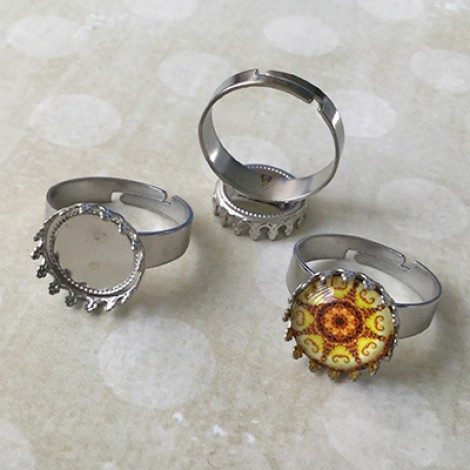 Stainless Steel 304 Adjustable Ring Bases with 12mm ID Crown Bezel Setting