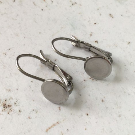 8mm Flat Pad Stainless Steel Leverback Earrings - Pack of 2 Pair