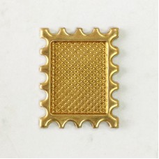 22mm Raw Brass Bezel - Postage Stamps - Pack of 6