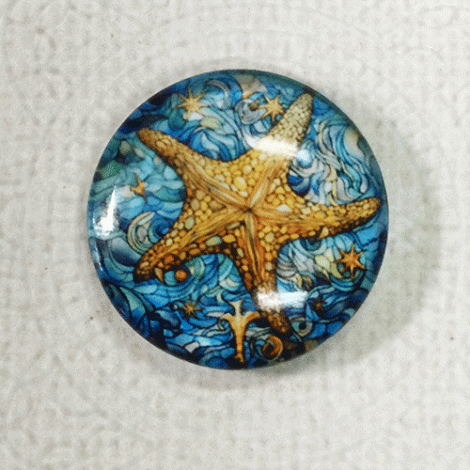 25mm Art Glass Backed Cabochons - Sealife 3 - Starfish - Each 25mm Art Glass Backed Cabochons - Sealife 3 - Starfish - Each
