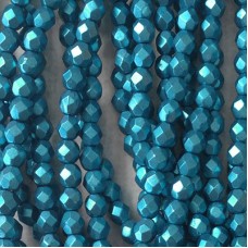 4mm Czech Firepolish Beads - Saturated Metallic Nebulas Blue
