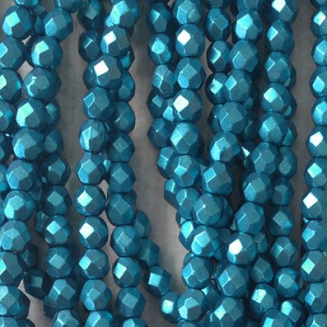 4mm Czech Firepolish Beads - Saturated Metallic Nebulas Blue