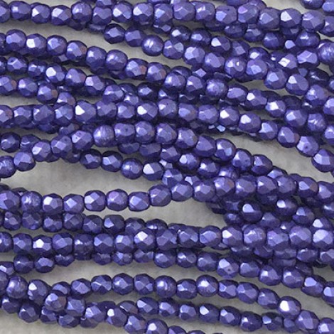True 2mm Czech Firepolish Beads - Saturated Metallic Ultra Violet