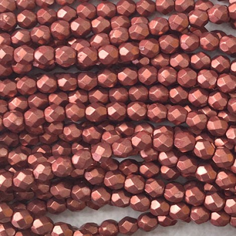 4mm Czech Firepolish Beads - Saturated Metallic Valiant Poppy