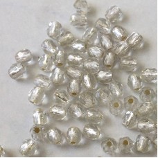 3mm Czech Fire Polished Beads - Silver Lined Crystal