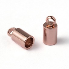3mm ID Rose Gold 304 Stainless Steel Cord Ends