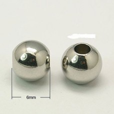 6mm 304 Stainless Steel Round Spacer Beads with 2mm hole