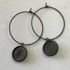 12mm ID Black 304 Stainless Steel Earring Bezel Settings on 30mm Hoop