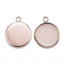 12mm Light Rose Gold Stainless Steel Cabochon Setting Bezel Drops