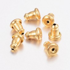 6x4.5mm Gold 304 Stainless Steel Bullet Clutch Earnuts - Pack of 6 Pair