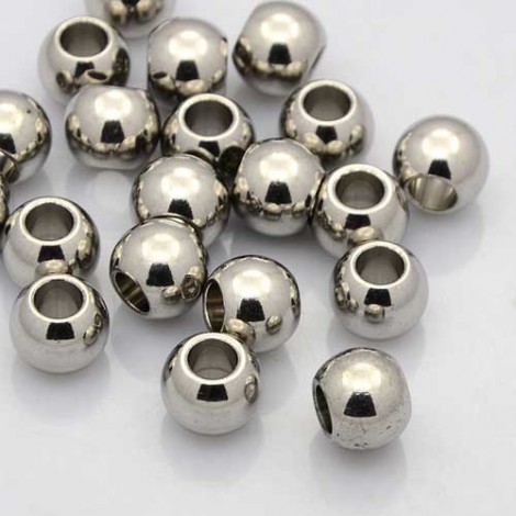 8x6mm 201 European Style Stainless Steel Rondelle Beads with 4mm hole