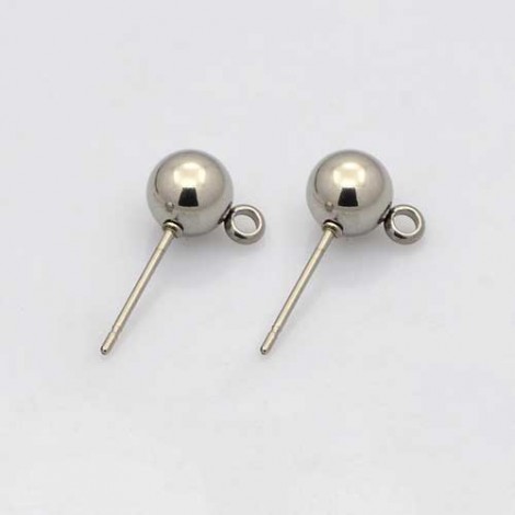 4mm Ball Drop Silver 304 Surgical Stainless Steel Posts with Vertical Closed Loop
