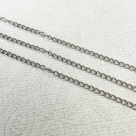 2.5mm Unplated 316 High Quality Stainless Steel Curb Chain - 9 metre spool