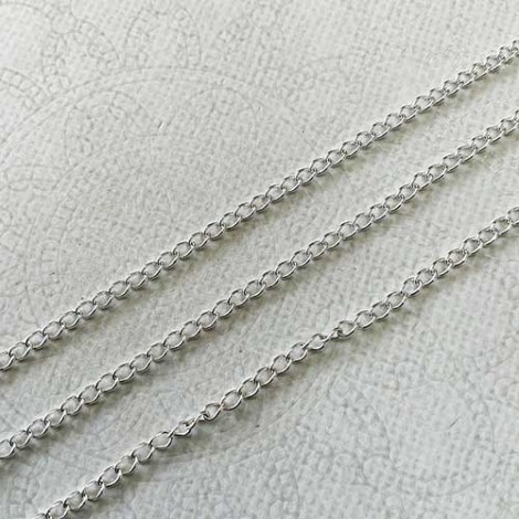 2.5mm Silver Plated 316 High Quality Stainless Steel Curb Chain - 2 metre length