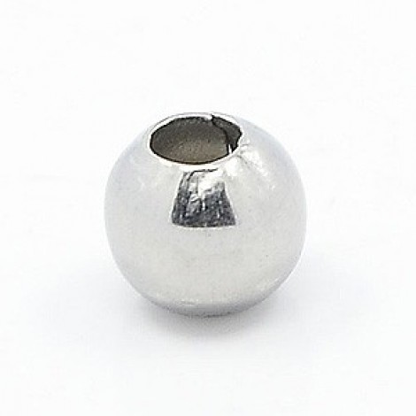 5mm 304 Stainless Steel Round Beads with 2mm hole - Pack of 50