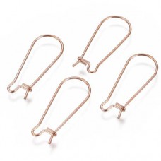 25x10mm 304 Vacuum Plated Rose Gold Stainless Steel Kidney Earwires - Per Pair