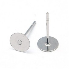6mm Flat Pad 304 Stainless Steel Earposts - .7mm Diameter Posts