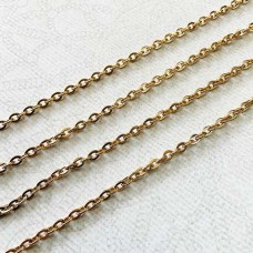 3.0mm 18Kt Gold Plated 316 High Quality Stainless Steel Flat Cable Chain - 2 metre length