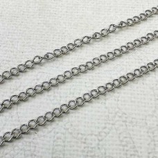 3.0mm Un-Plated 316 High Quality Stainless Steel Curb Chain - 2 metre length