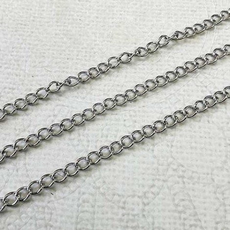 3.0mm Un-Plated 316 High Quality Stainless Steel Curb Chain - 2 metre length